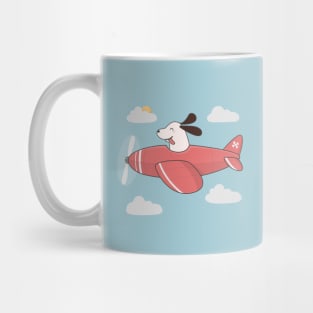 Kawaii Cute Dog Flying An Airplane Mug